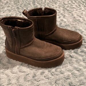 UGG Black Suede & Leather Platform Boots